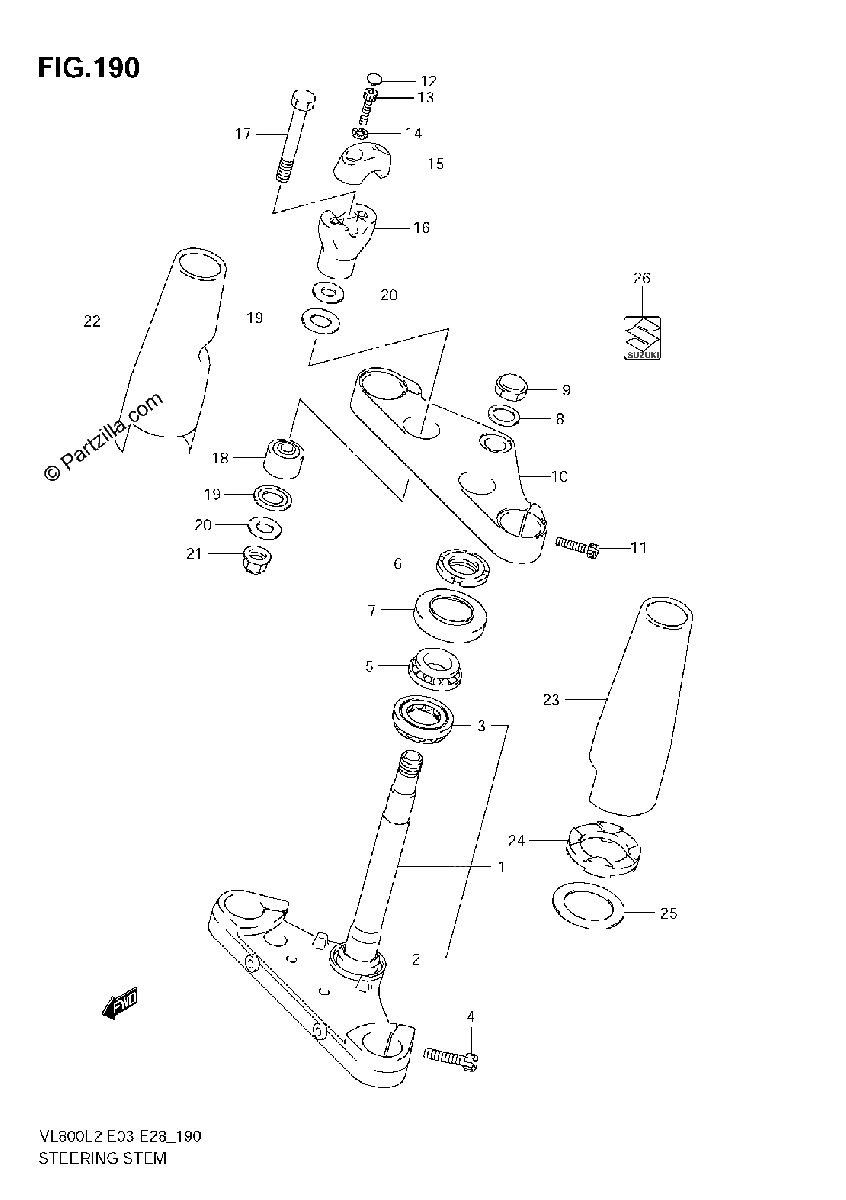 Diagrama de STEERING STEM VL800T E33