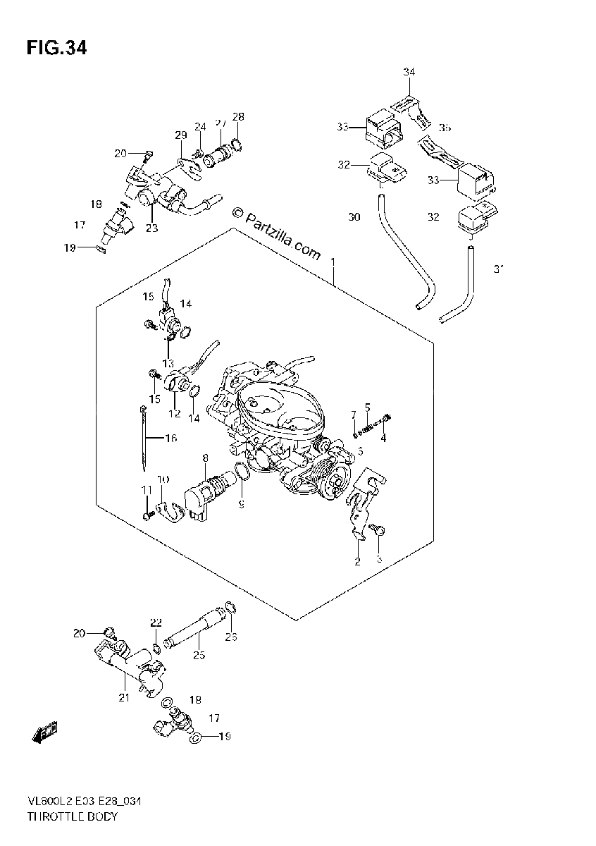 Diagrama de THROTTLE BODY VL800T E28