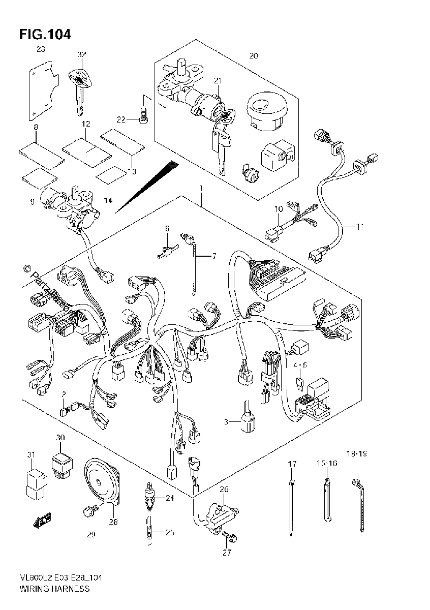 Diagrama de WIRING HARNESS VL800T E28