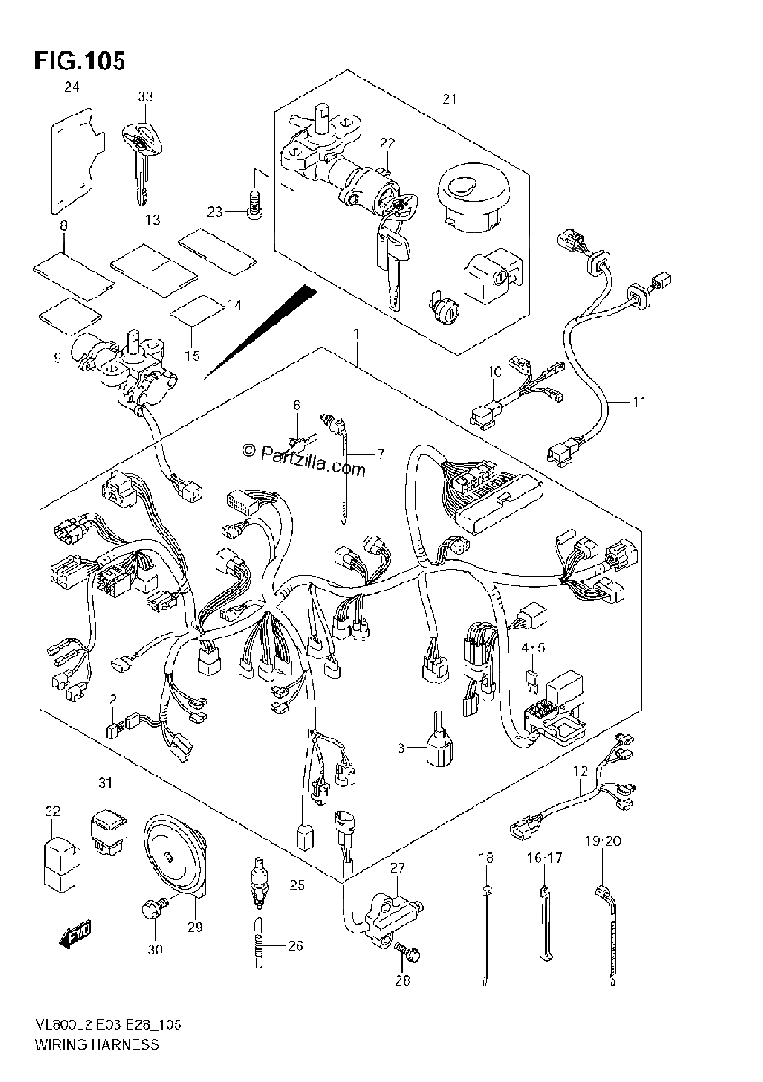 Diagrama de WIRING HARNESS VL800T E33