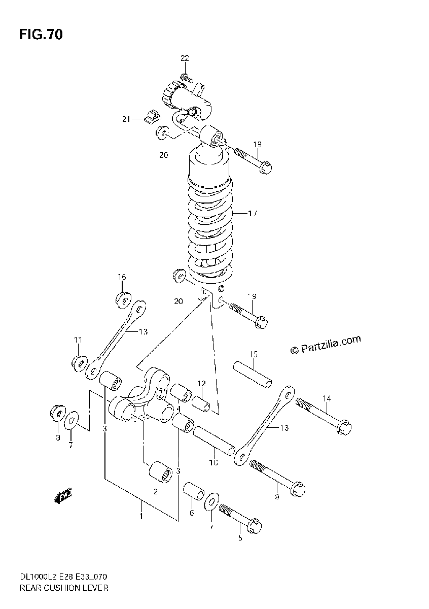 Diagrama de REAR CUSHION LEVER DL1000 L2 E33