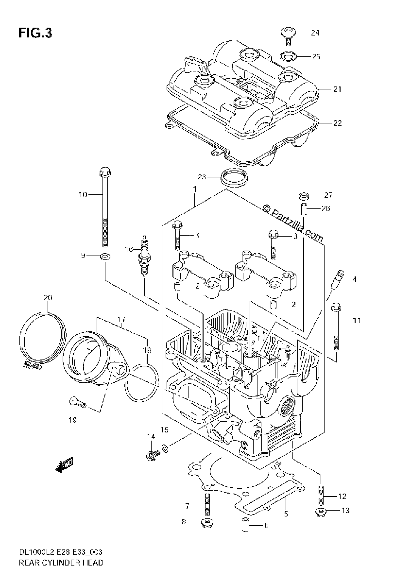 Diagrama de REAR CYLINDER HEAD
