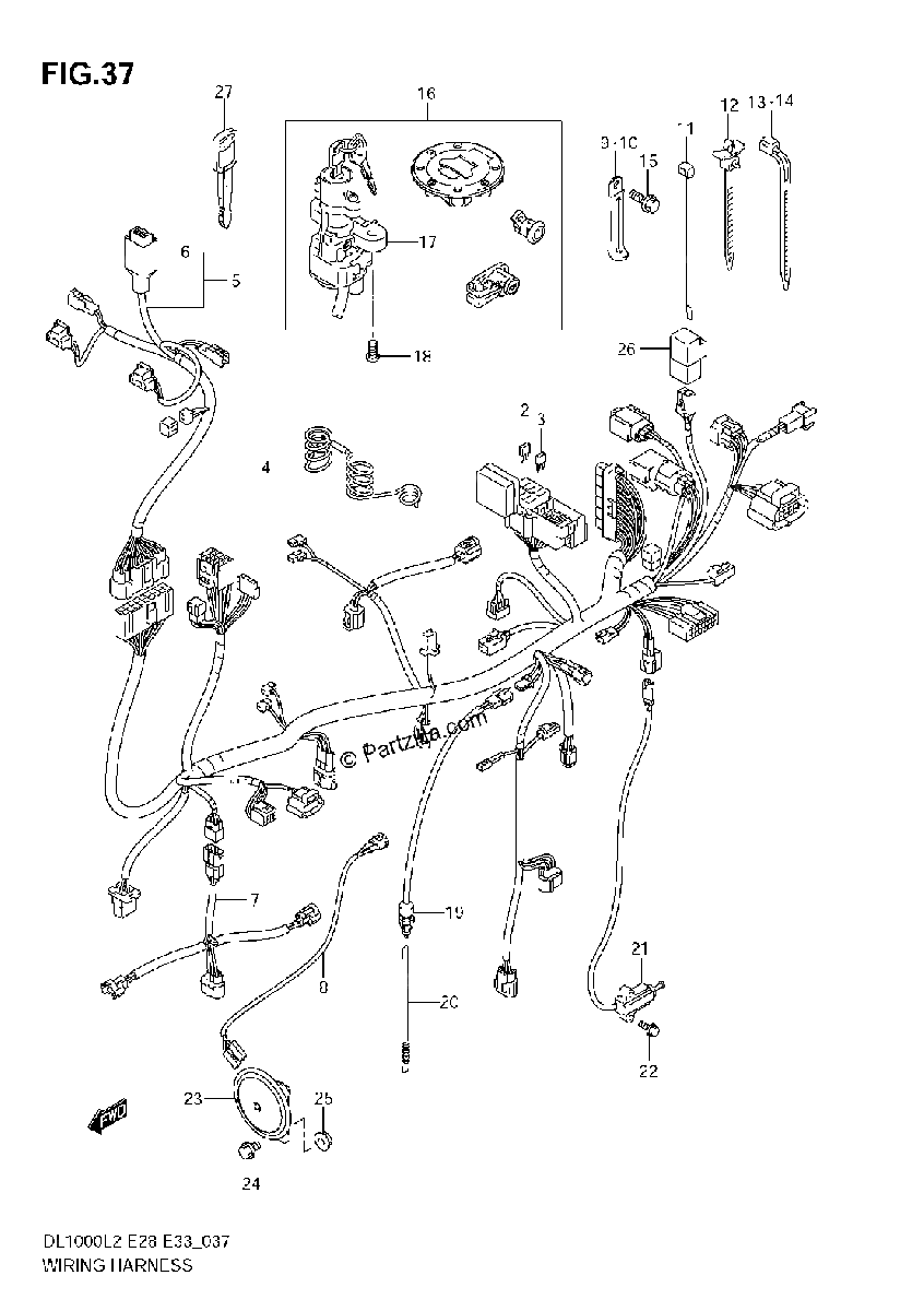 Diagrama de WIRING HARNESS DL1000 L2 E33