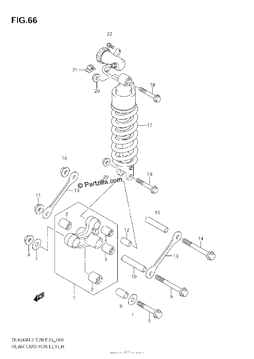 Diagrama de REAR CUSHION LEVER E33
