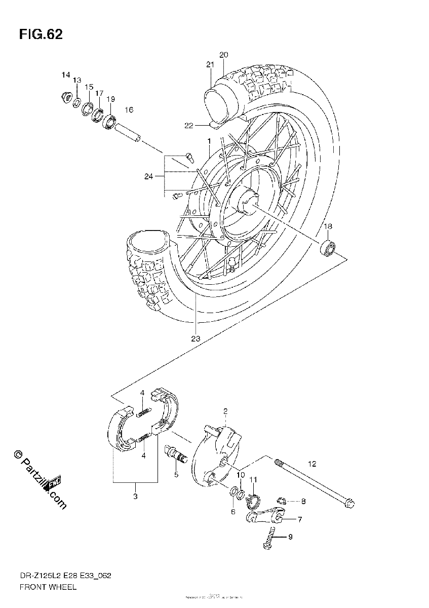 Diagrama de FRONT WHEEL DR Z125 E28