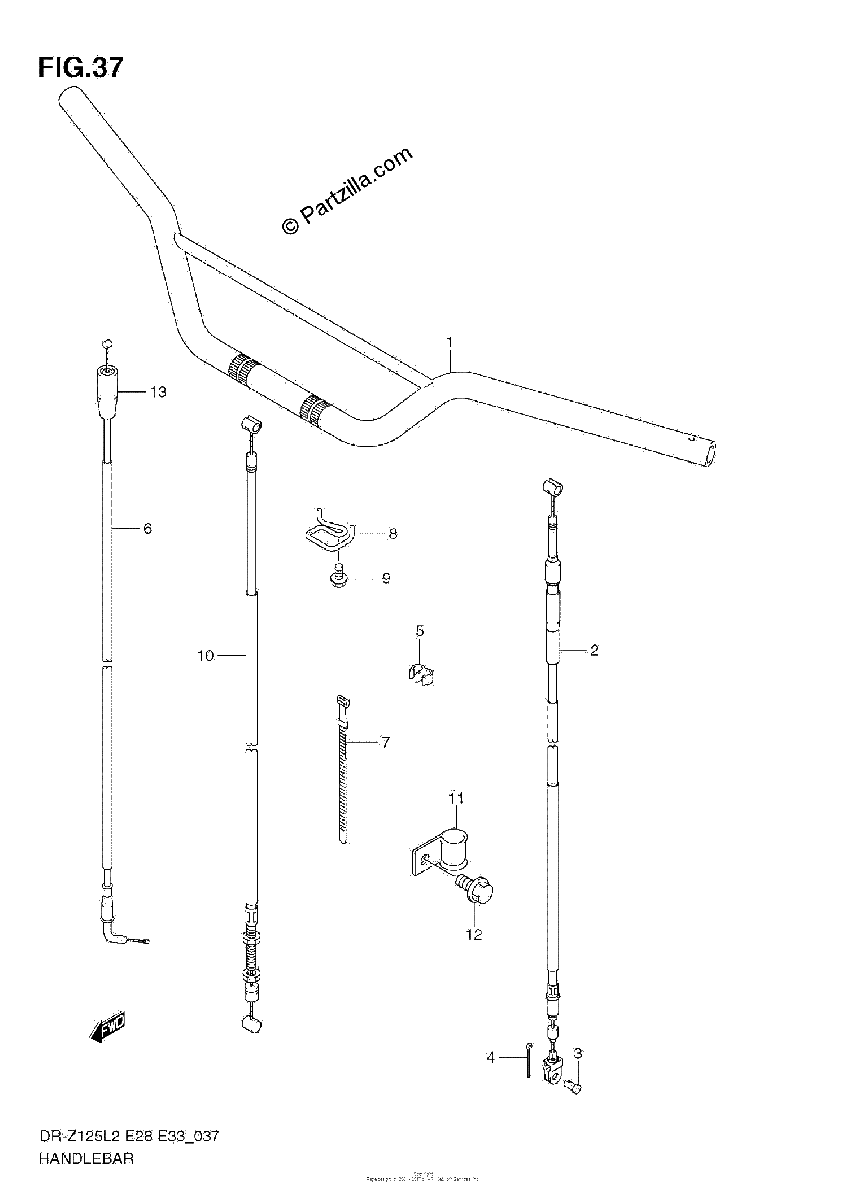 Diagrama de HANDLEBAR DR Z125 E28