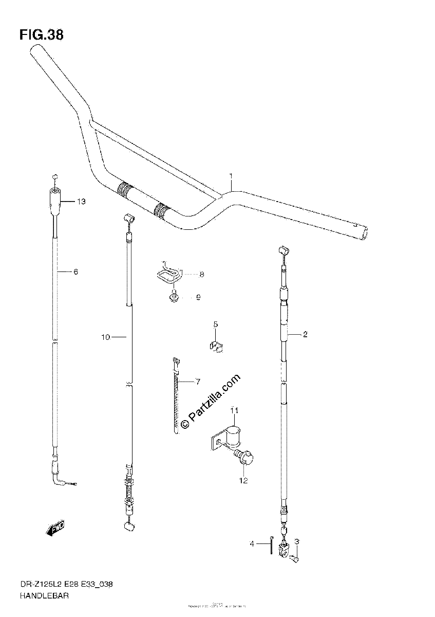 Diagrama de HANDLEBAR DR Z125 E33