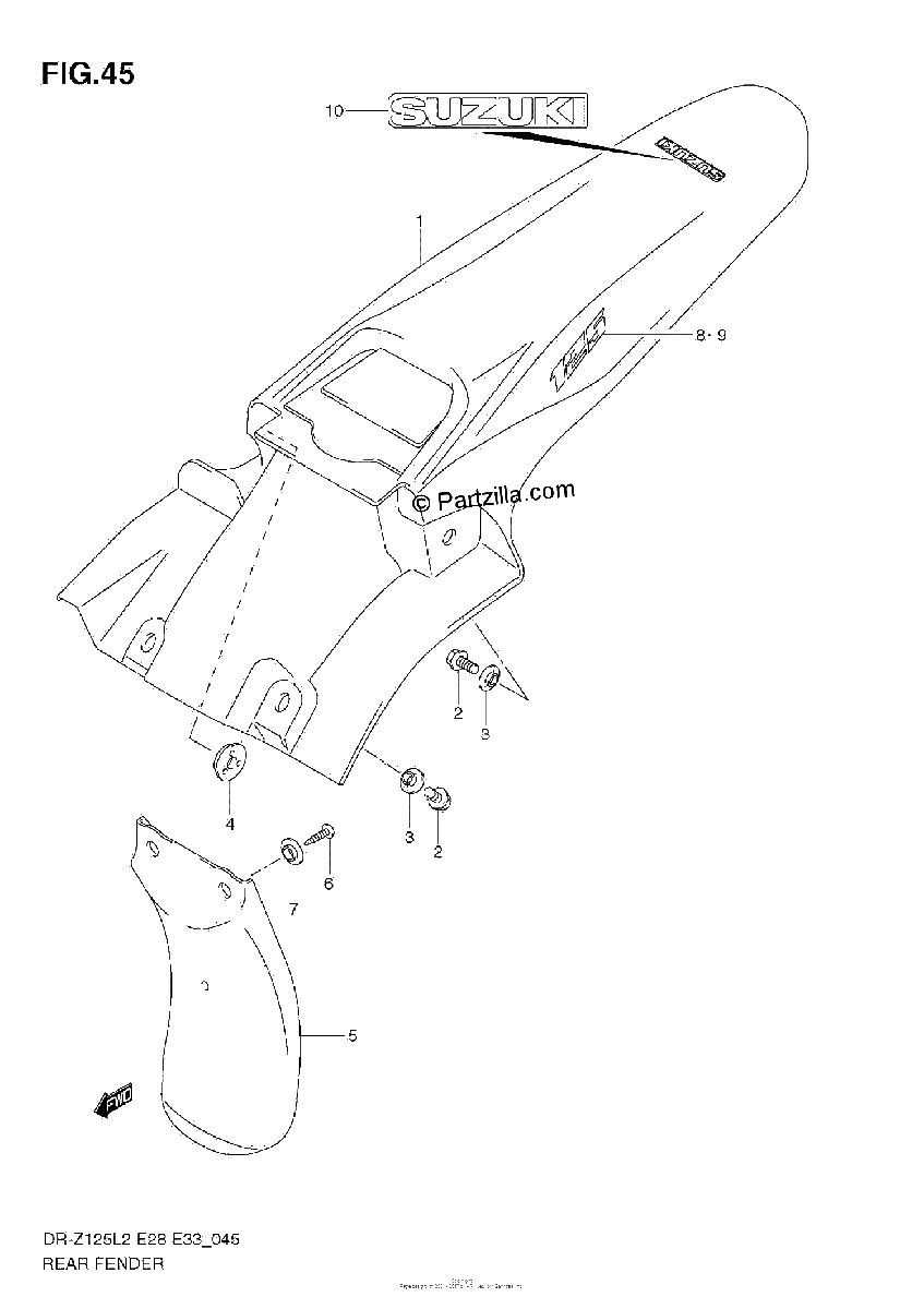 Diagrama de REAR FENDER DR Z125 E28