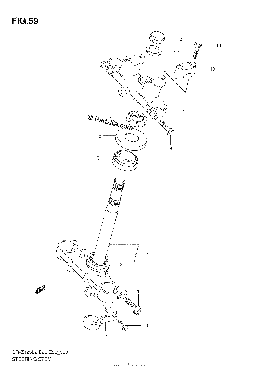 Diagrama de STEERING STEM DR Z125 E33