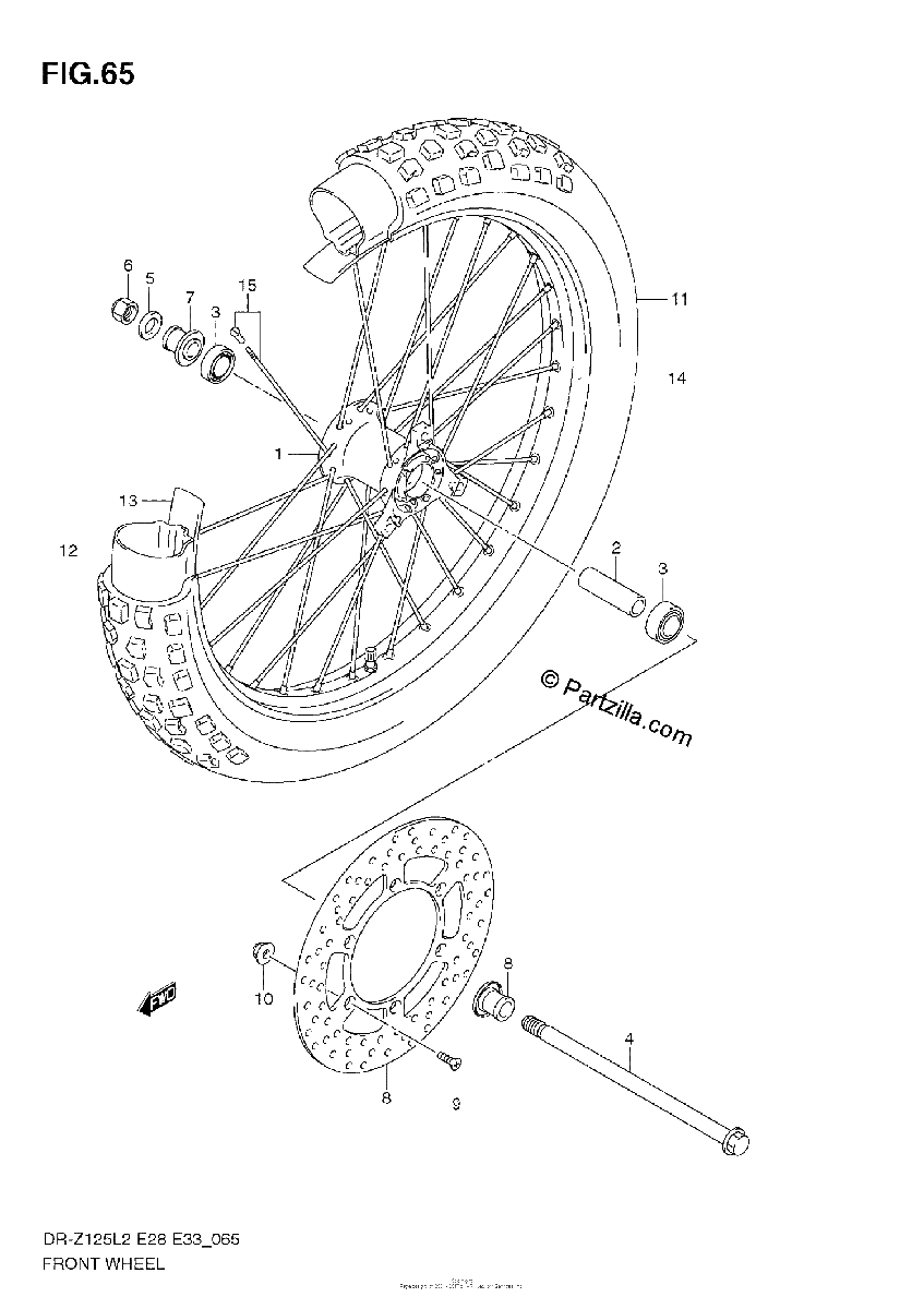 Diagrama de FRONT WHEEL DR Z125L E33