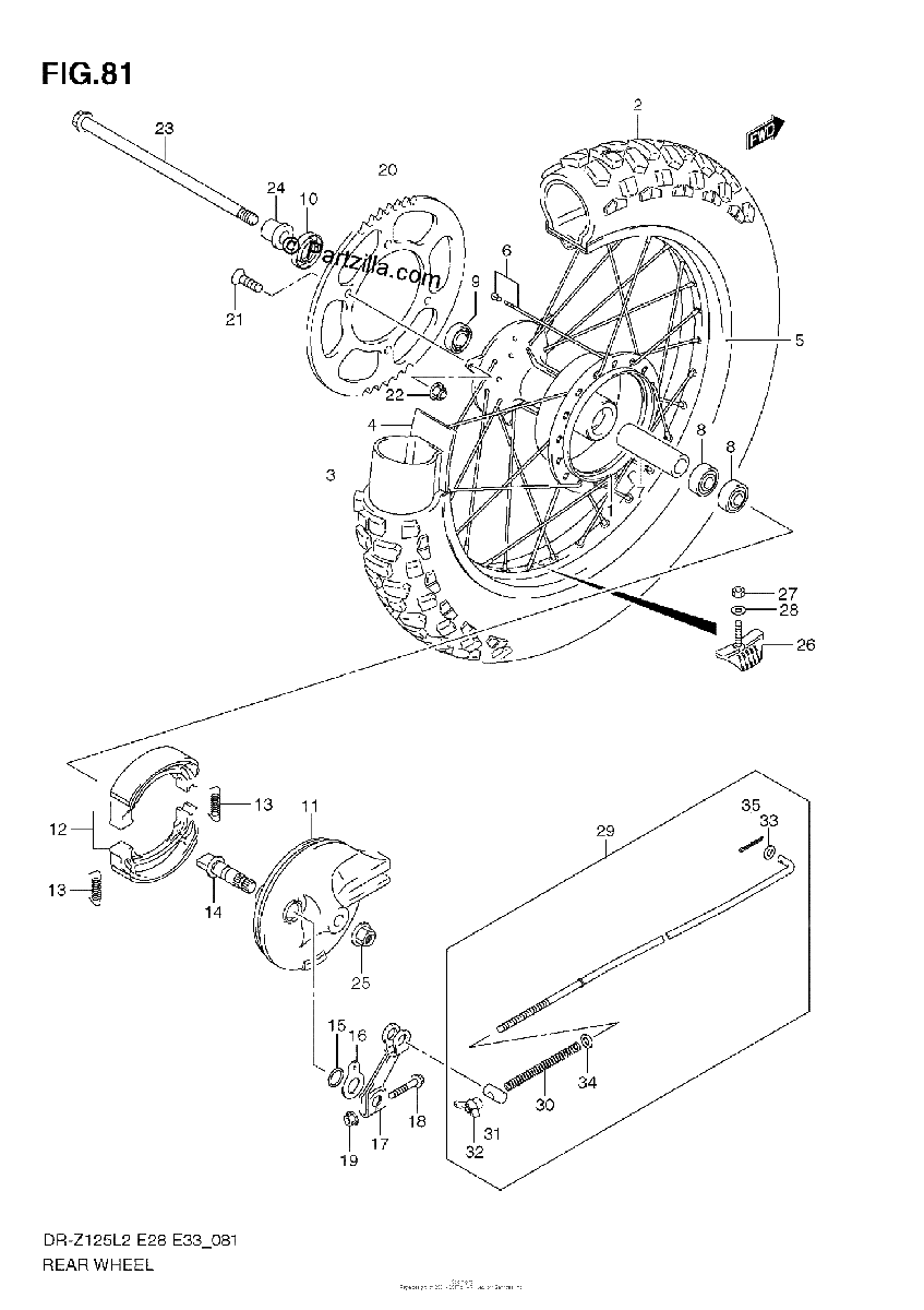Diagrama de REAR WHEEL DR Z125L E28