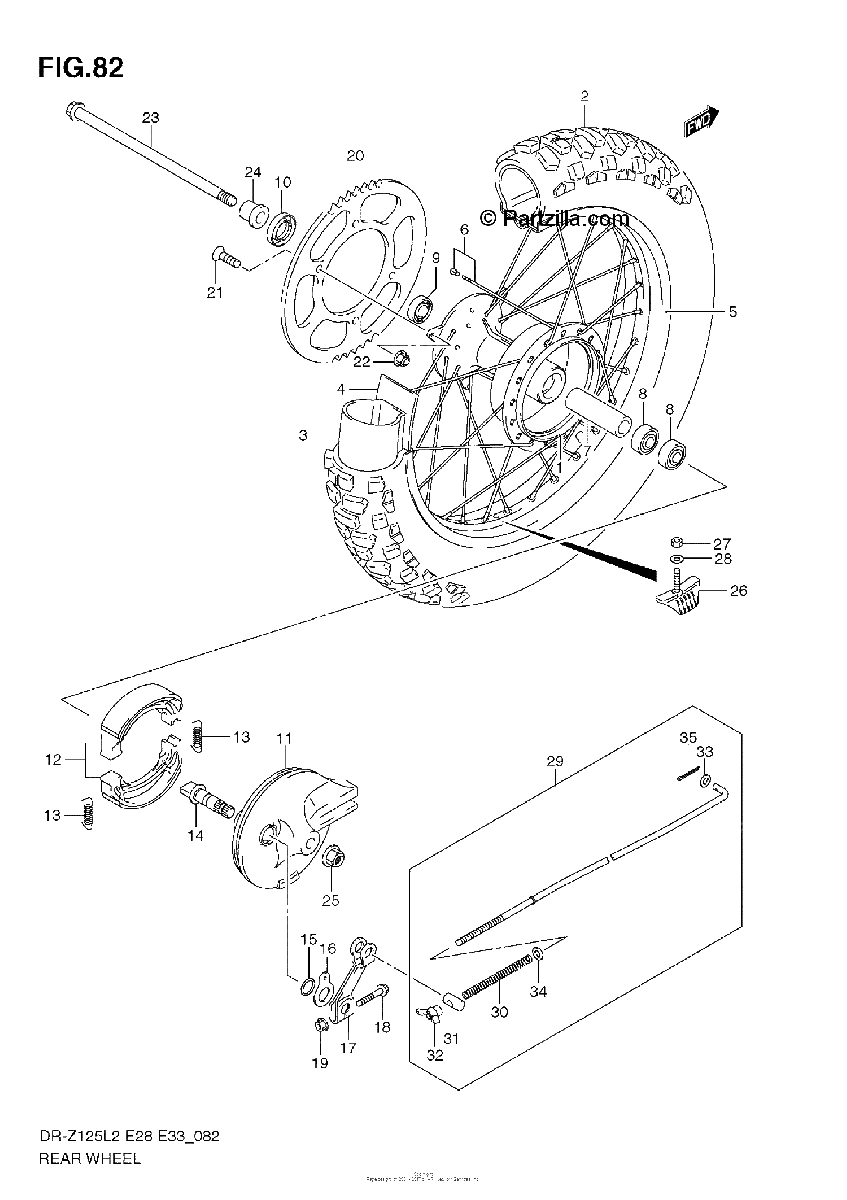 Diagrama de REAR WHEEL DR Z125L E33