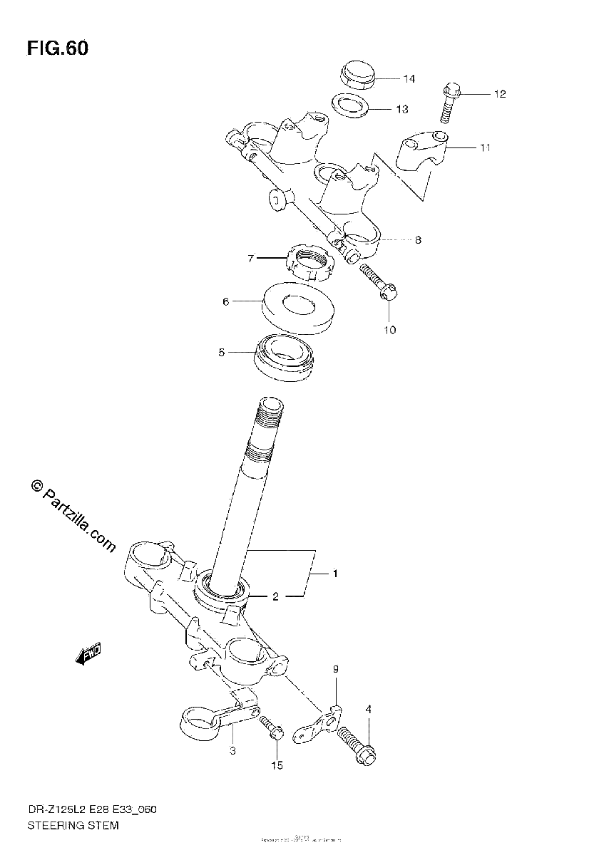 Diagrama de STEERING STEM DR Z125L E28