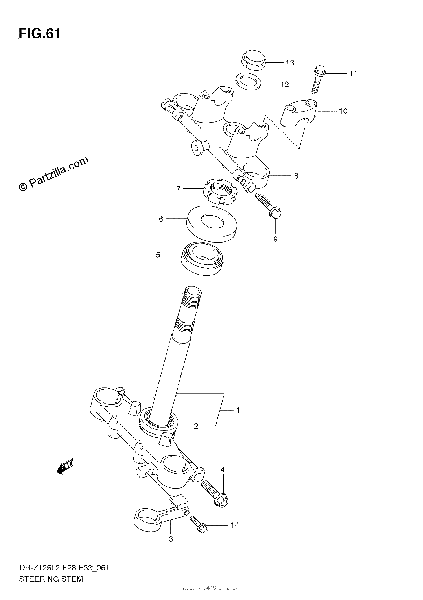 Diagrama de STEERING STEM DR Z125L E33