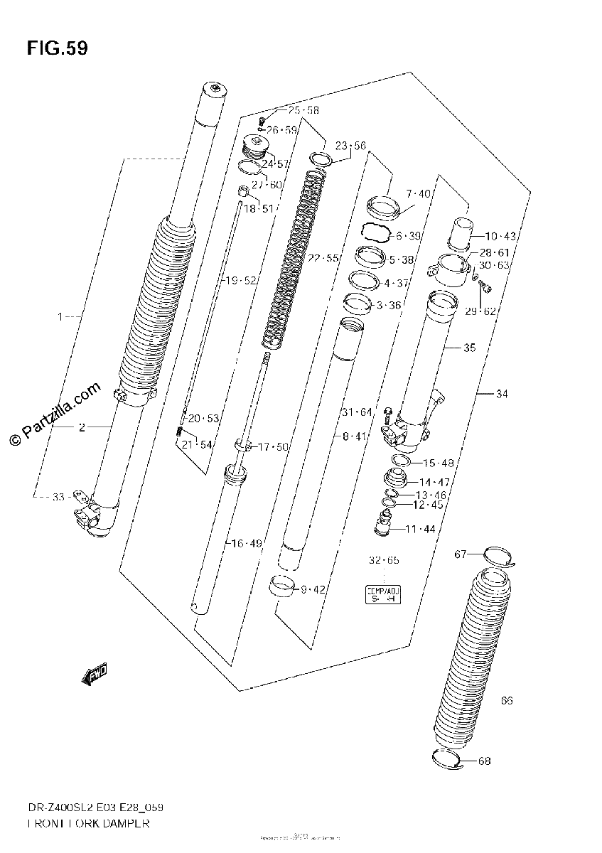 Diagrama de FRONT FORK DAMPER