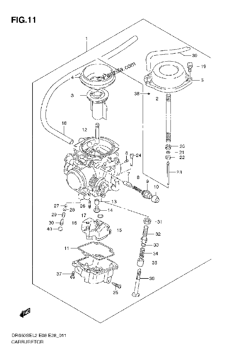 Diagrama de CARBURETOR DR650SE L2 E03