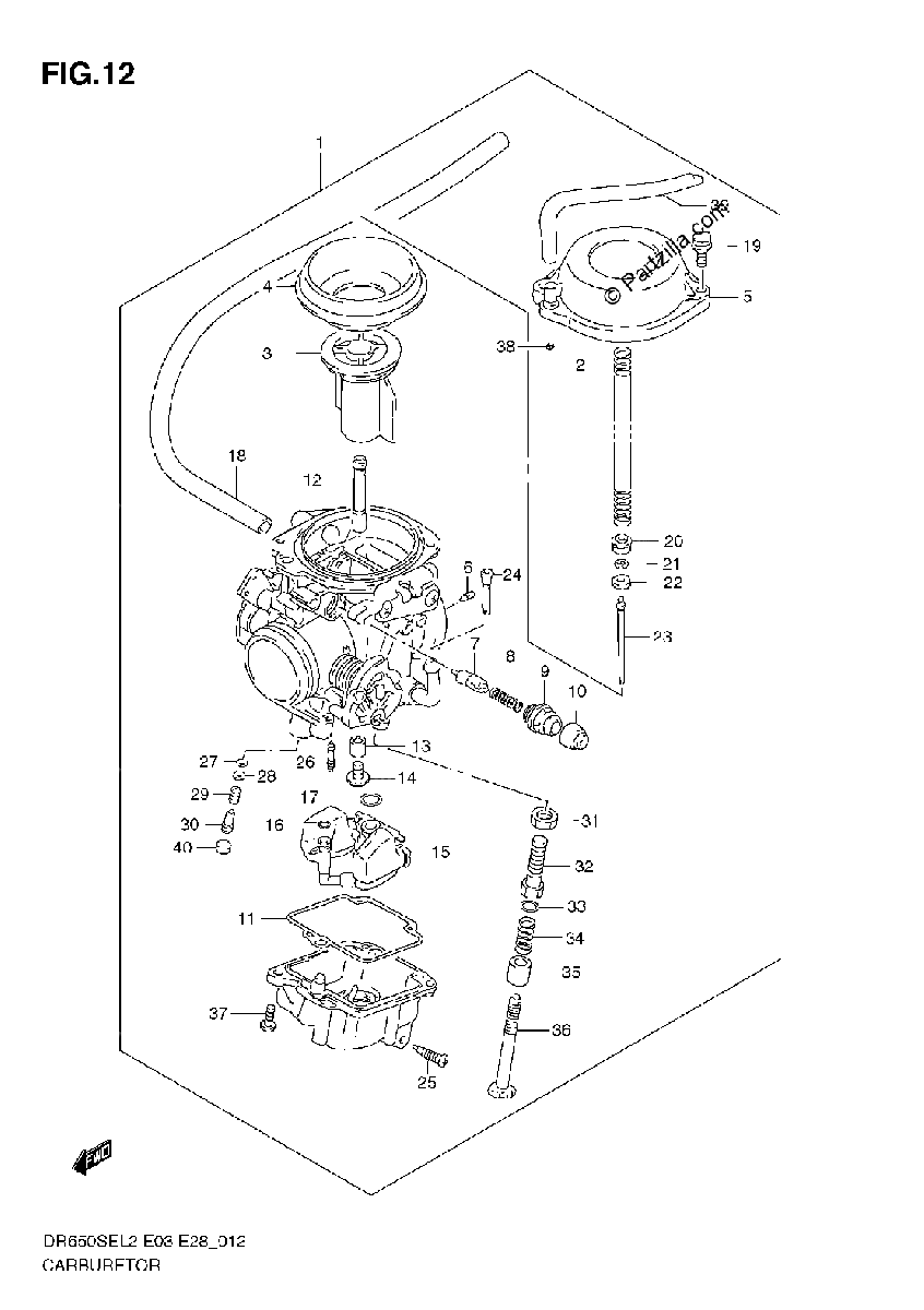 Diagrama de CARBURETOR DR650SE L2 E28