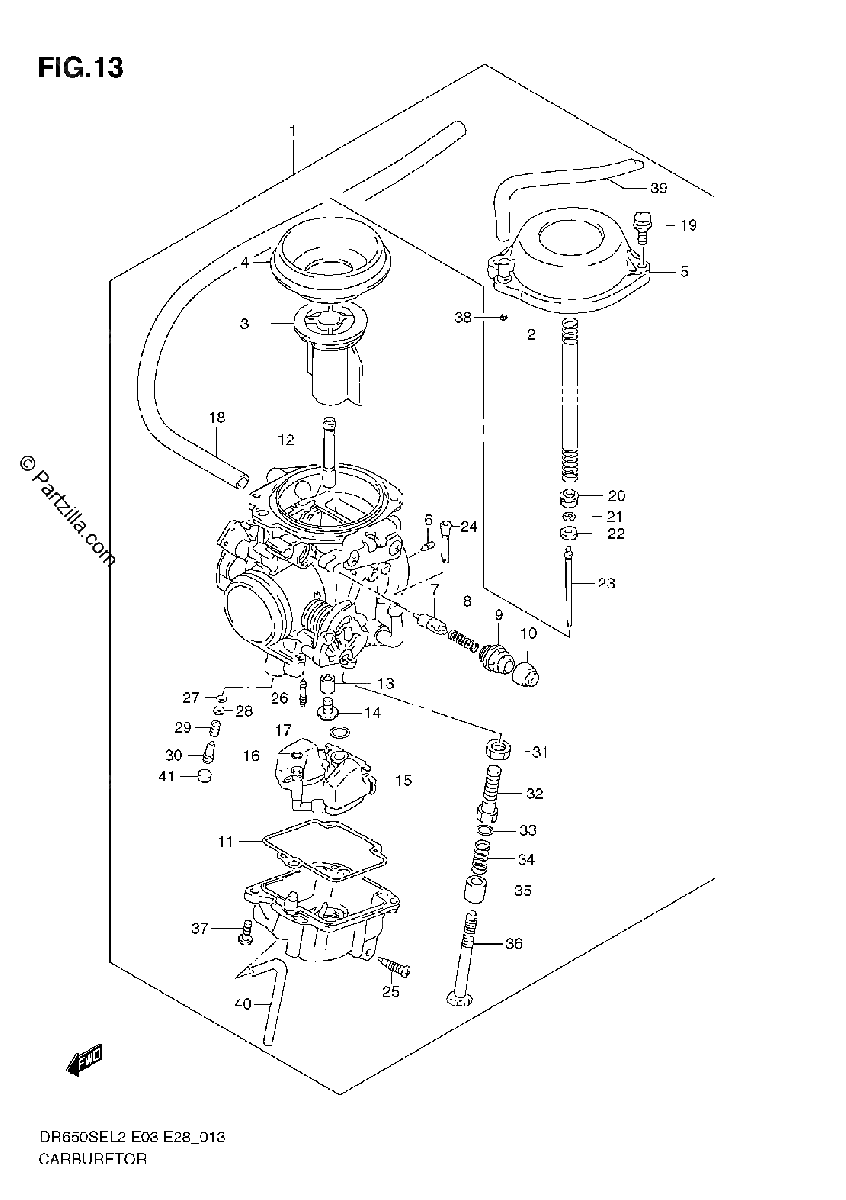 Diagrama de CARBURETOR DR650SE L2 E33