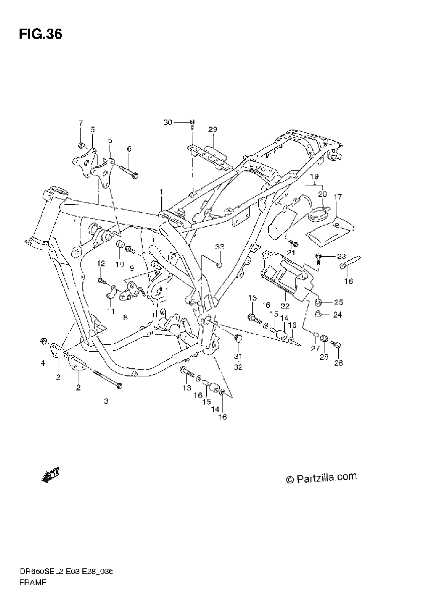 Diagrama de FRAME DR650SE L2 E03