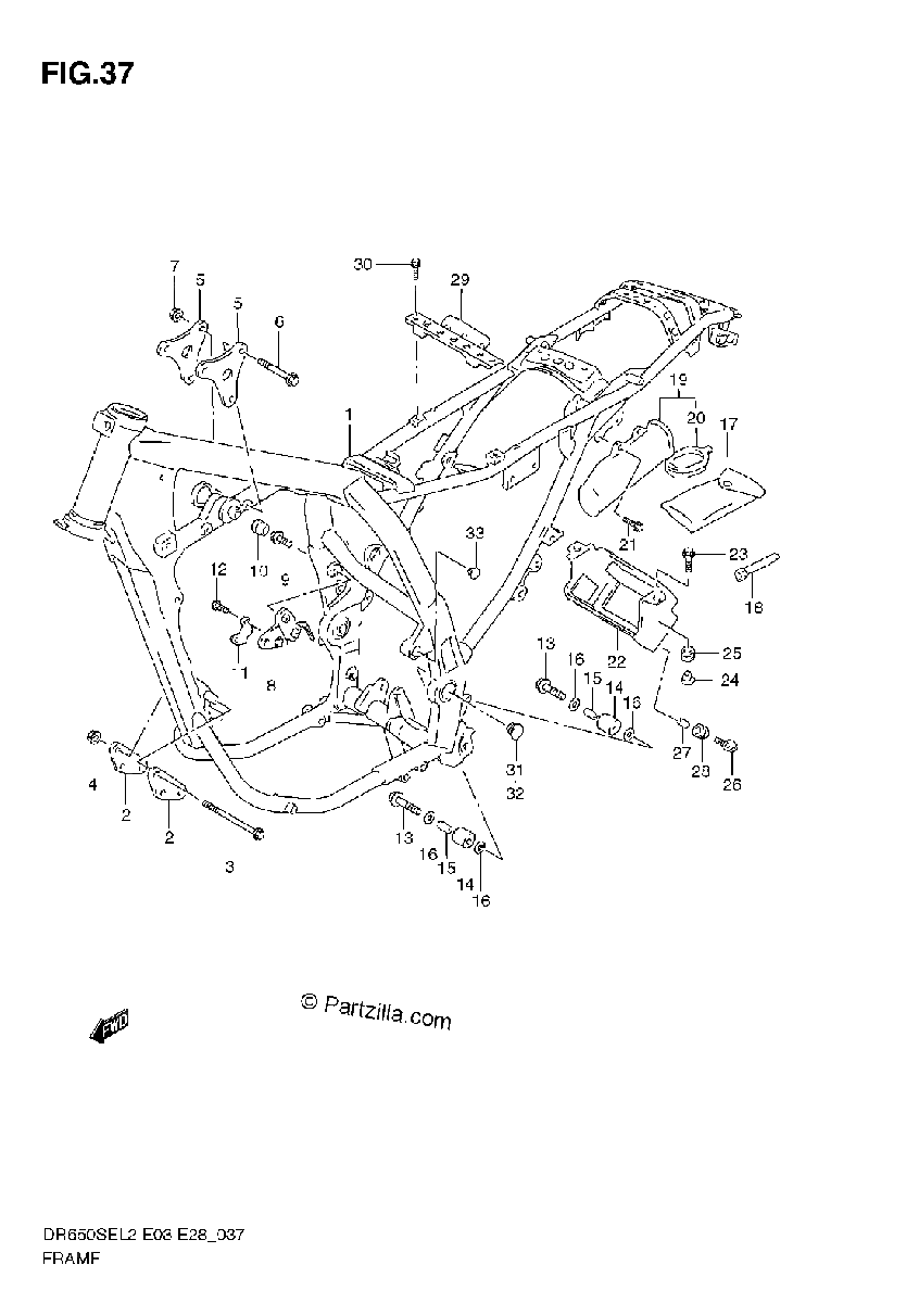 Diagrama de FRAME DR650SE L2 E28