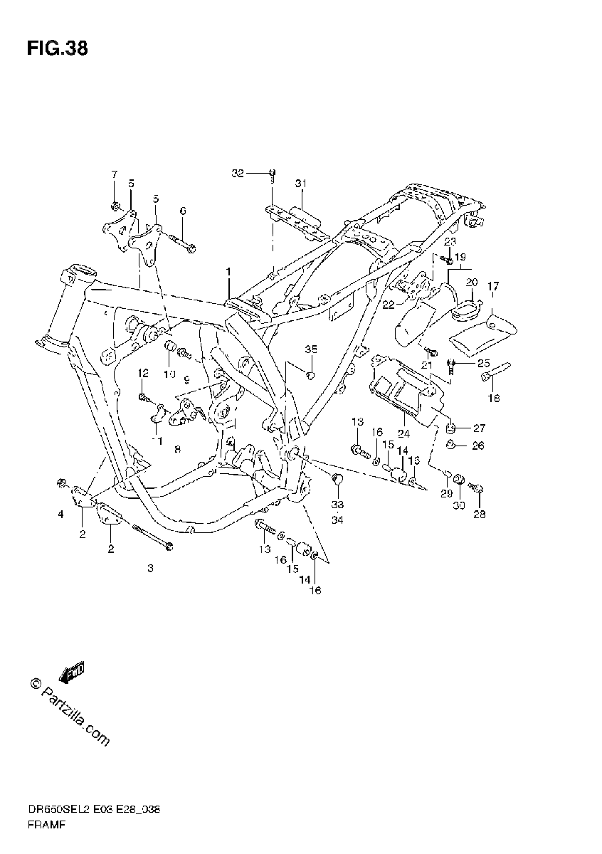 Diagrama de FRAME DR650SE L2 E33
