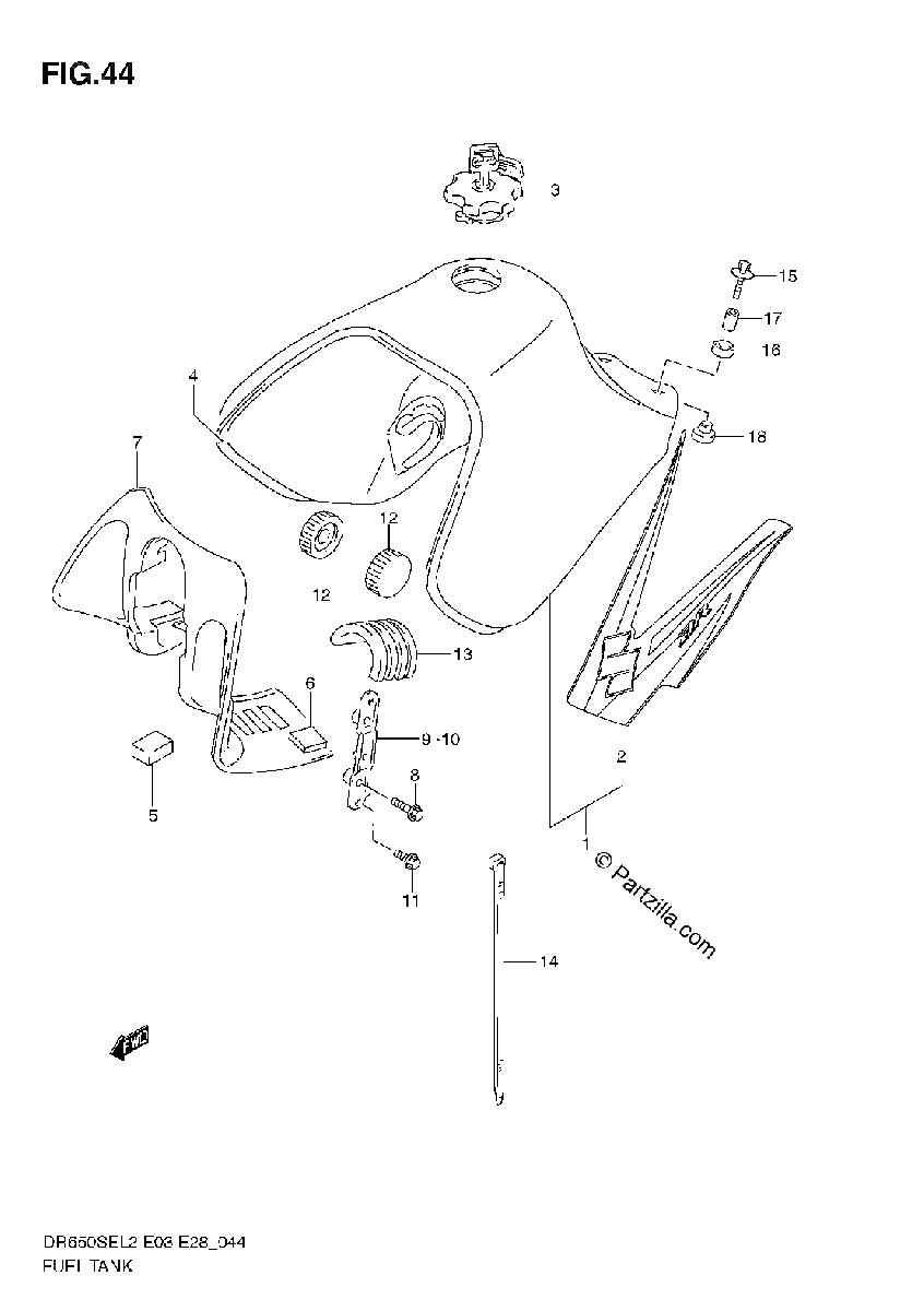 Diagrama de FUEL TANK DR650SE L2 E33