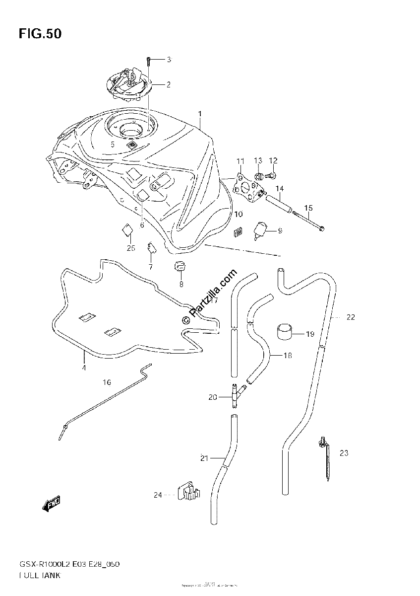 Diagrama de FUEL TANK GSX R1000 L2 E28