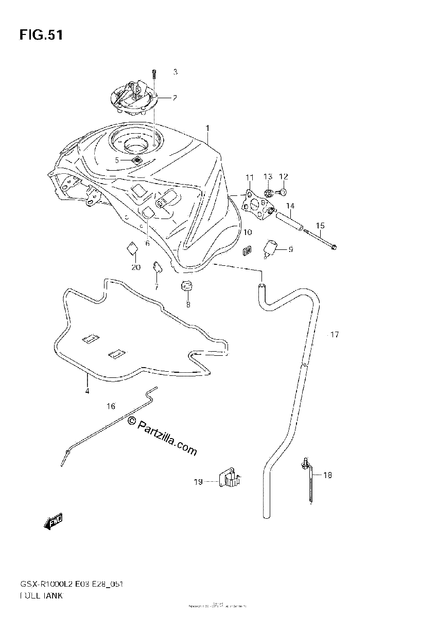 Diagrama de FUEL TANK GSX R1000 L2 E33
