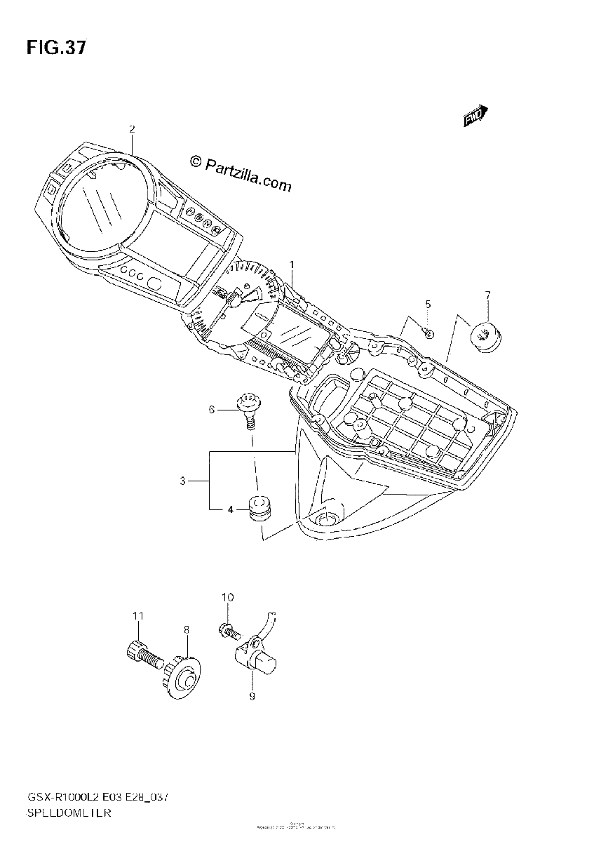 Diagrama de SPEEDOMETER GSX R1000 L2 E28