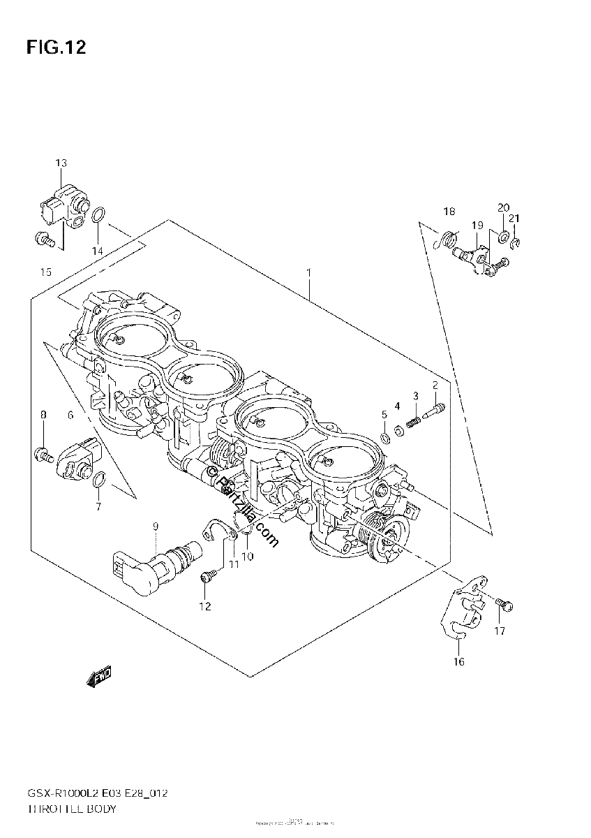 Diagrama de THROTTLE BODY GSX R1000 L2 E03