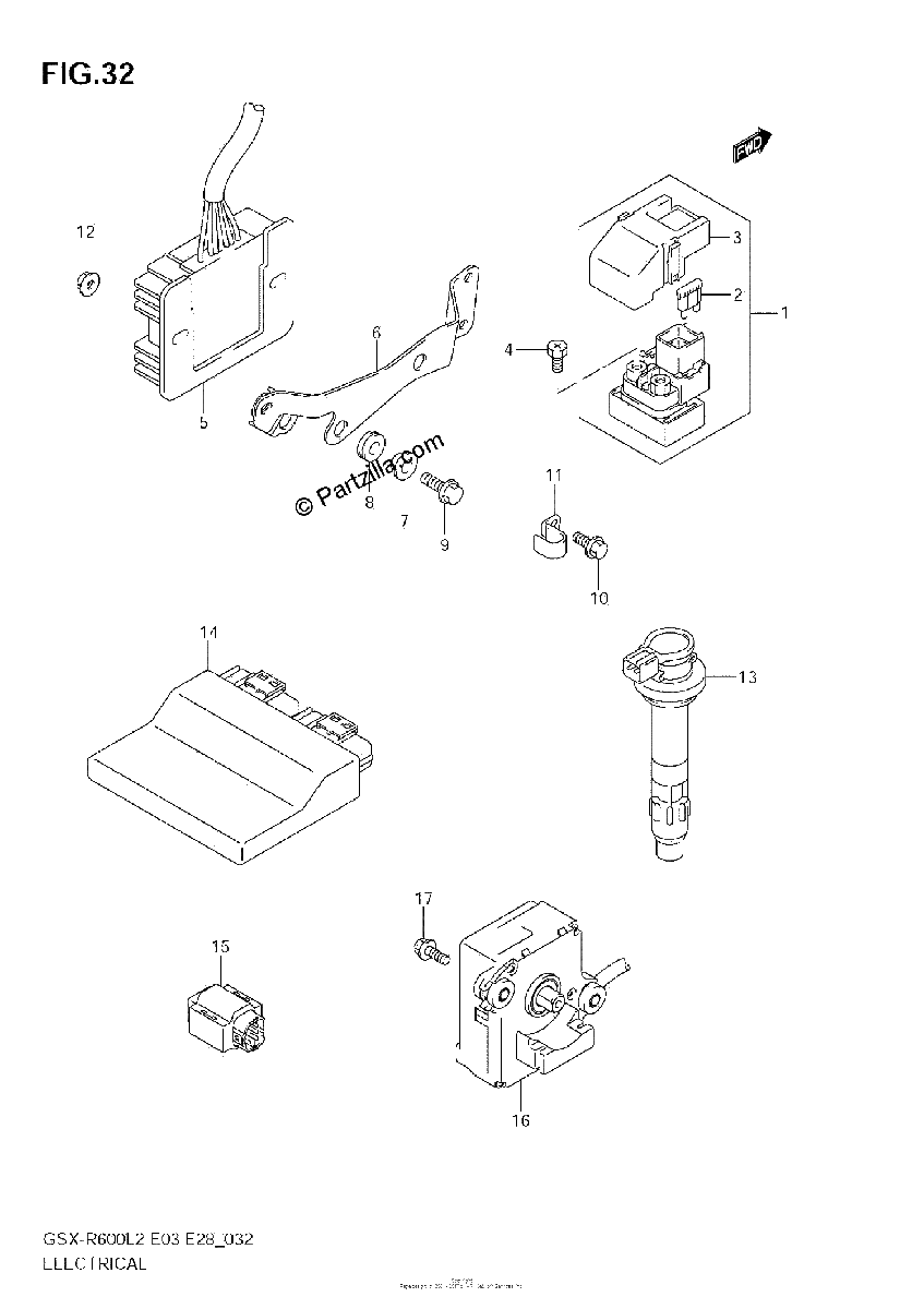 Diagrama de ELECTRICAL GSX R600L2 E03