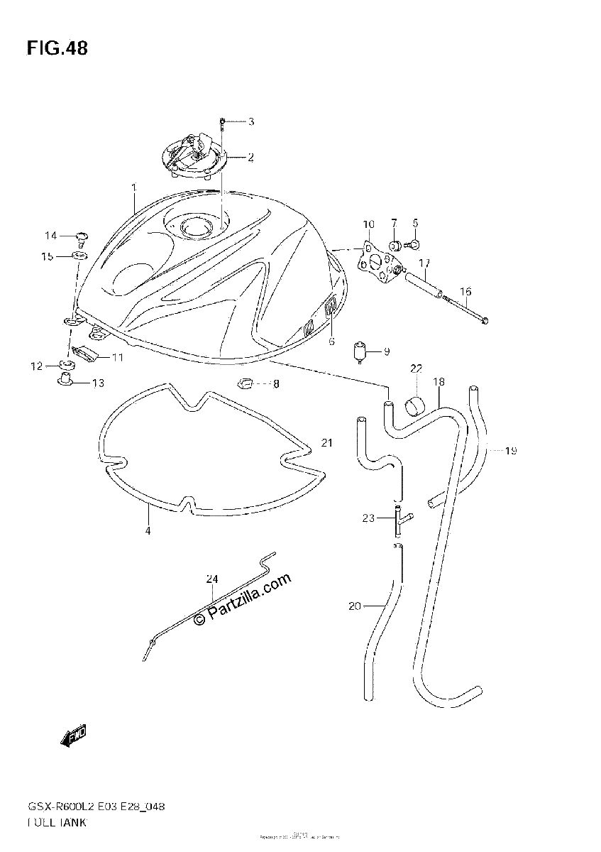 Diagrama de FUEL TANK GSX R600L2 E03