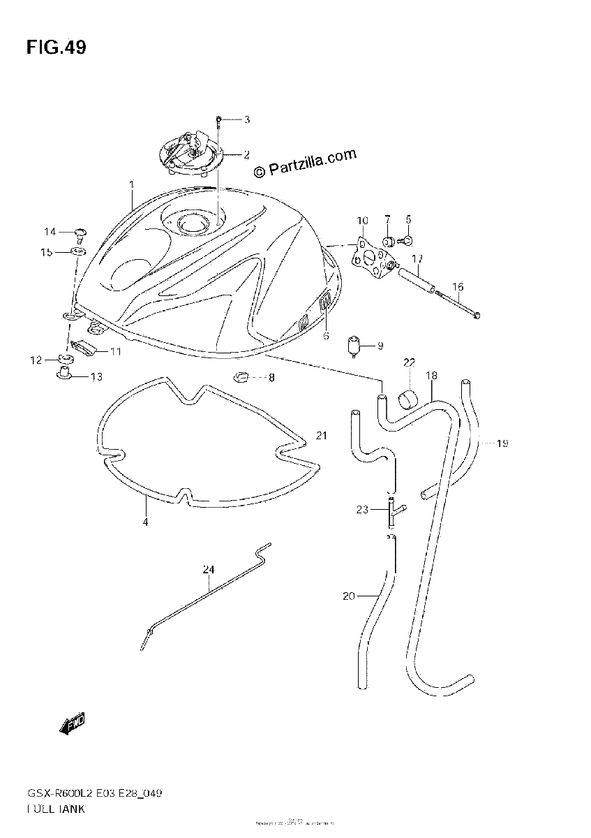 Diagrama de FUEL TANK GSX R600L2 E28
