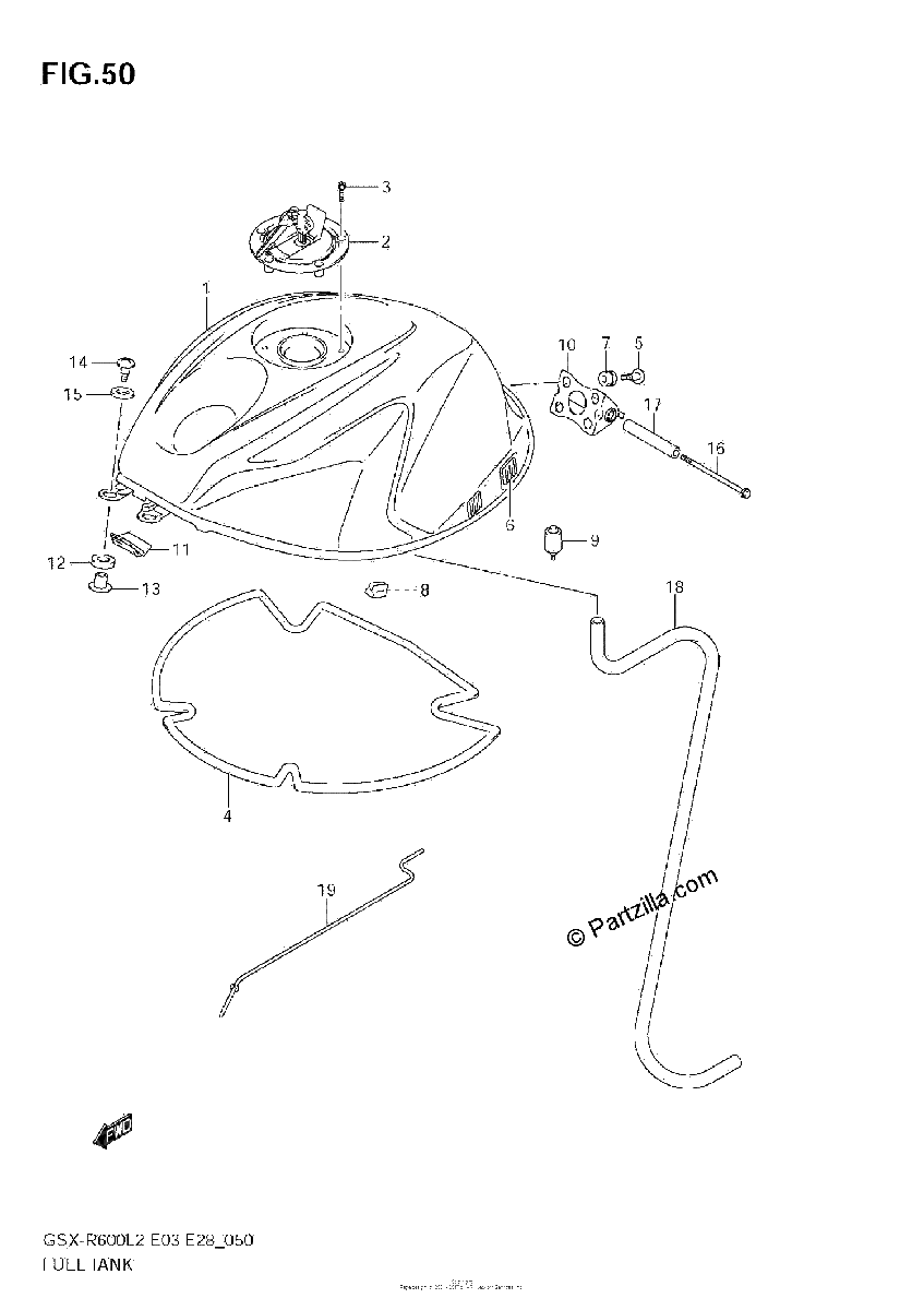 Diagrama de FUEL TANK GSX R600L2 E33