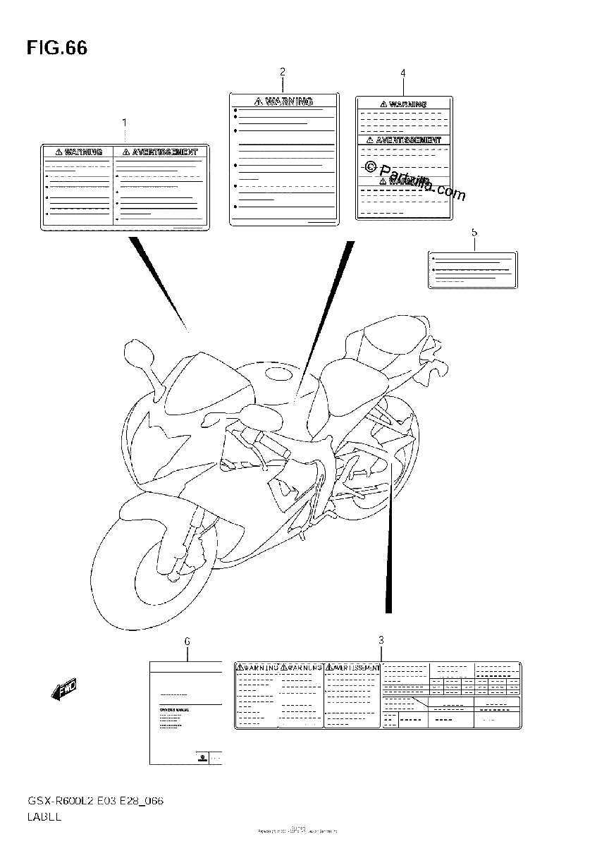 Diagrama de LABEL GSX R600L2 E28