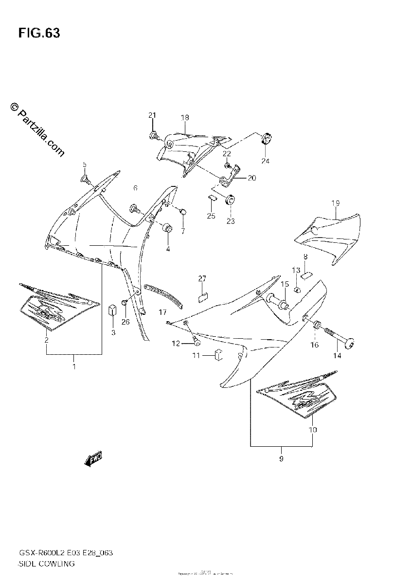 Diagrama de SIDE COWLING 44X