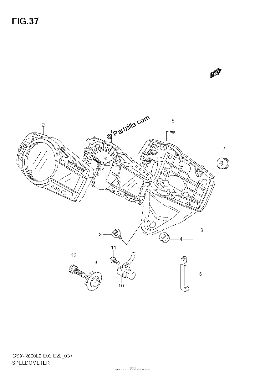 Diagrama de SPEEDOMETER GSX R600L2 E33