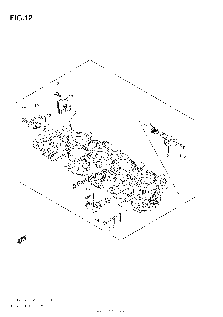 Diagrama de THROTTLE BODY GSX R600L2 E28