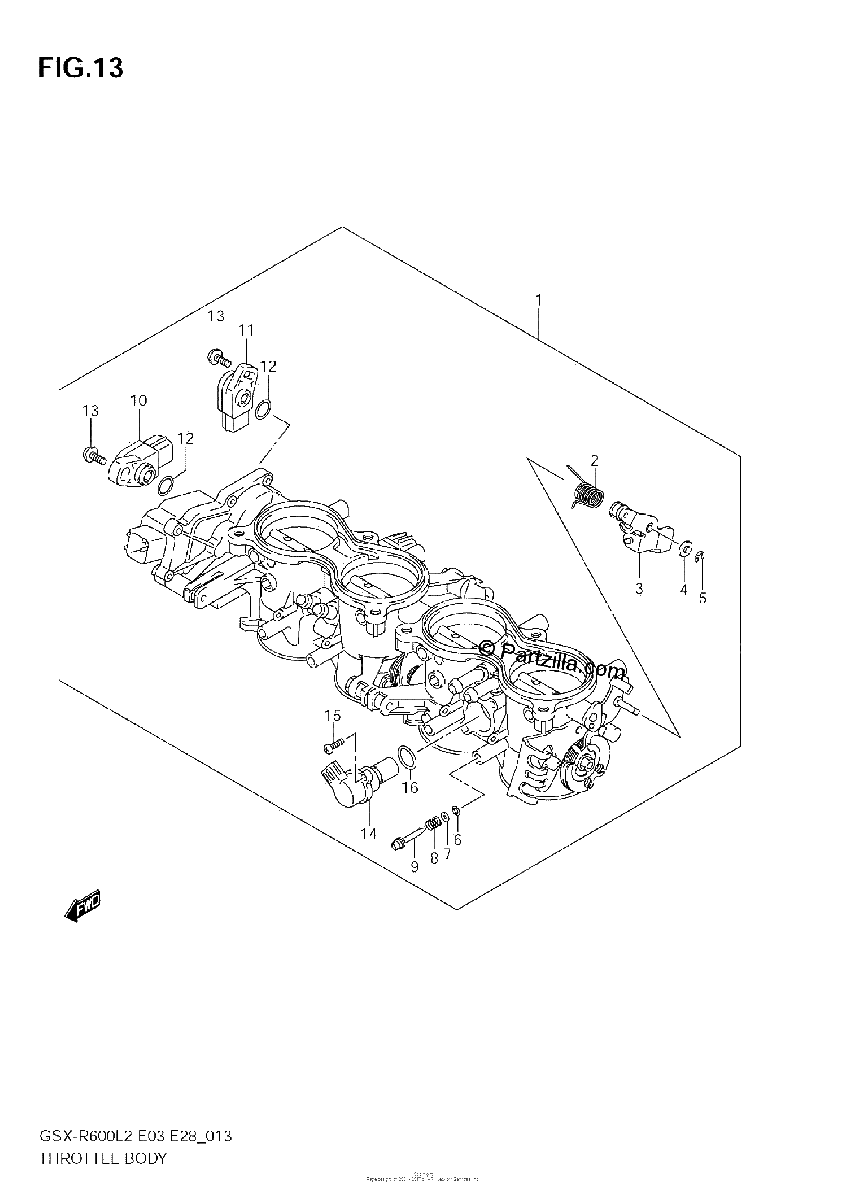 Diagrama de THROTTLE BODY GSX R600L2 E33