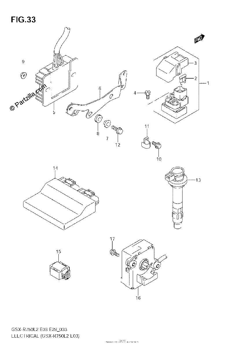 Diagrama de ELECTRICAL GSX R750 L2 E03