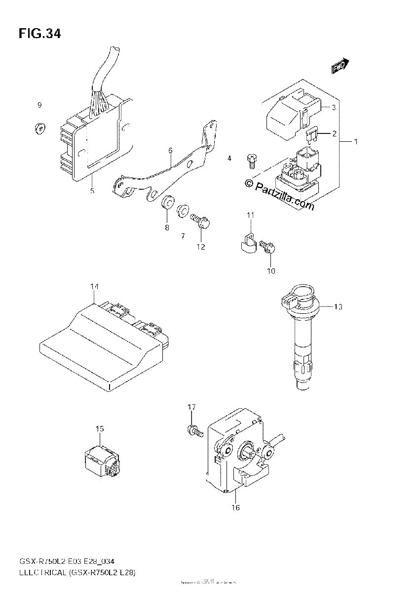 Diagrama de ELECTRICAL GSX R750 L2 E28