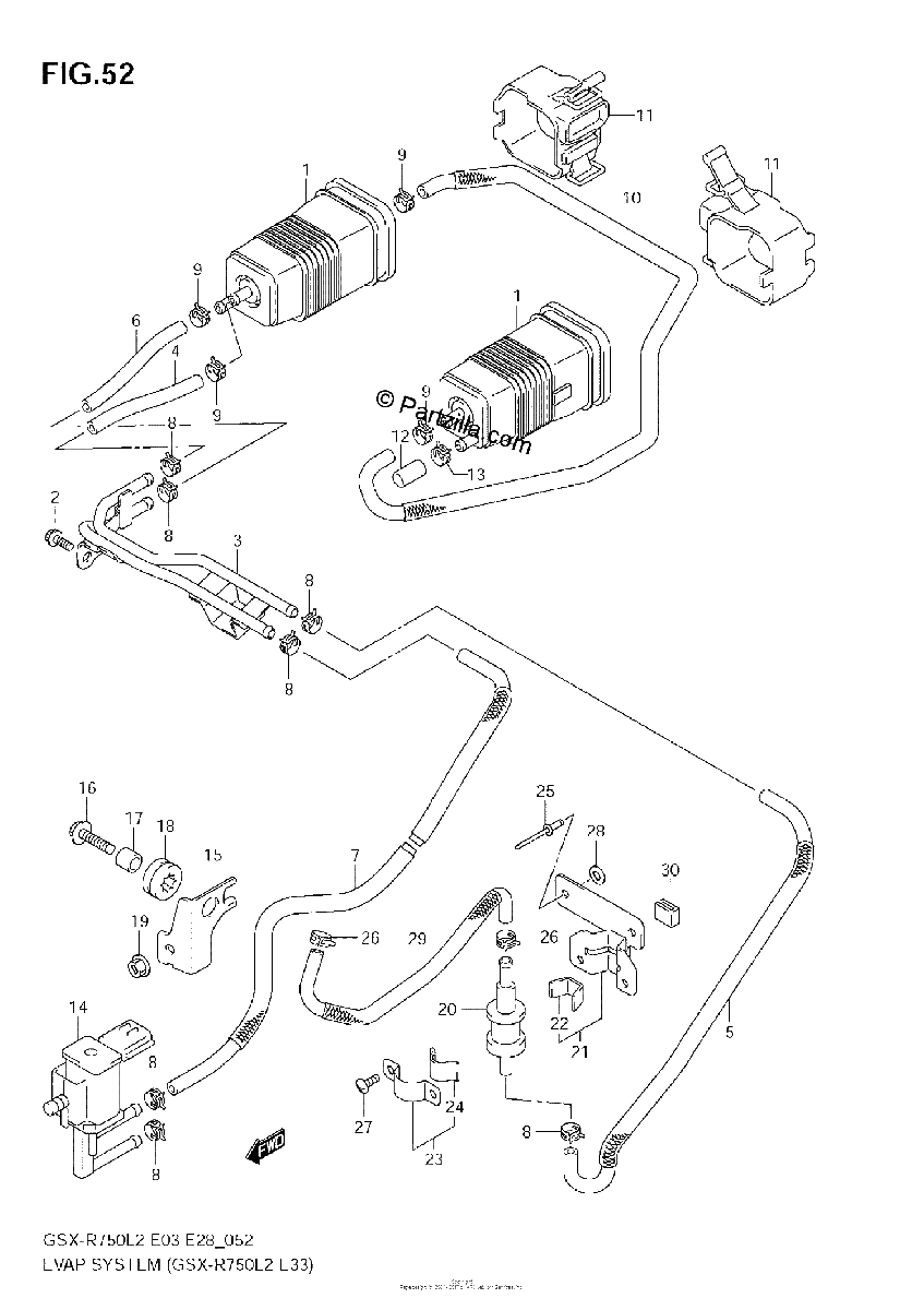 Diagrama de EVAP SYSTEM GSX R750 L2 E33