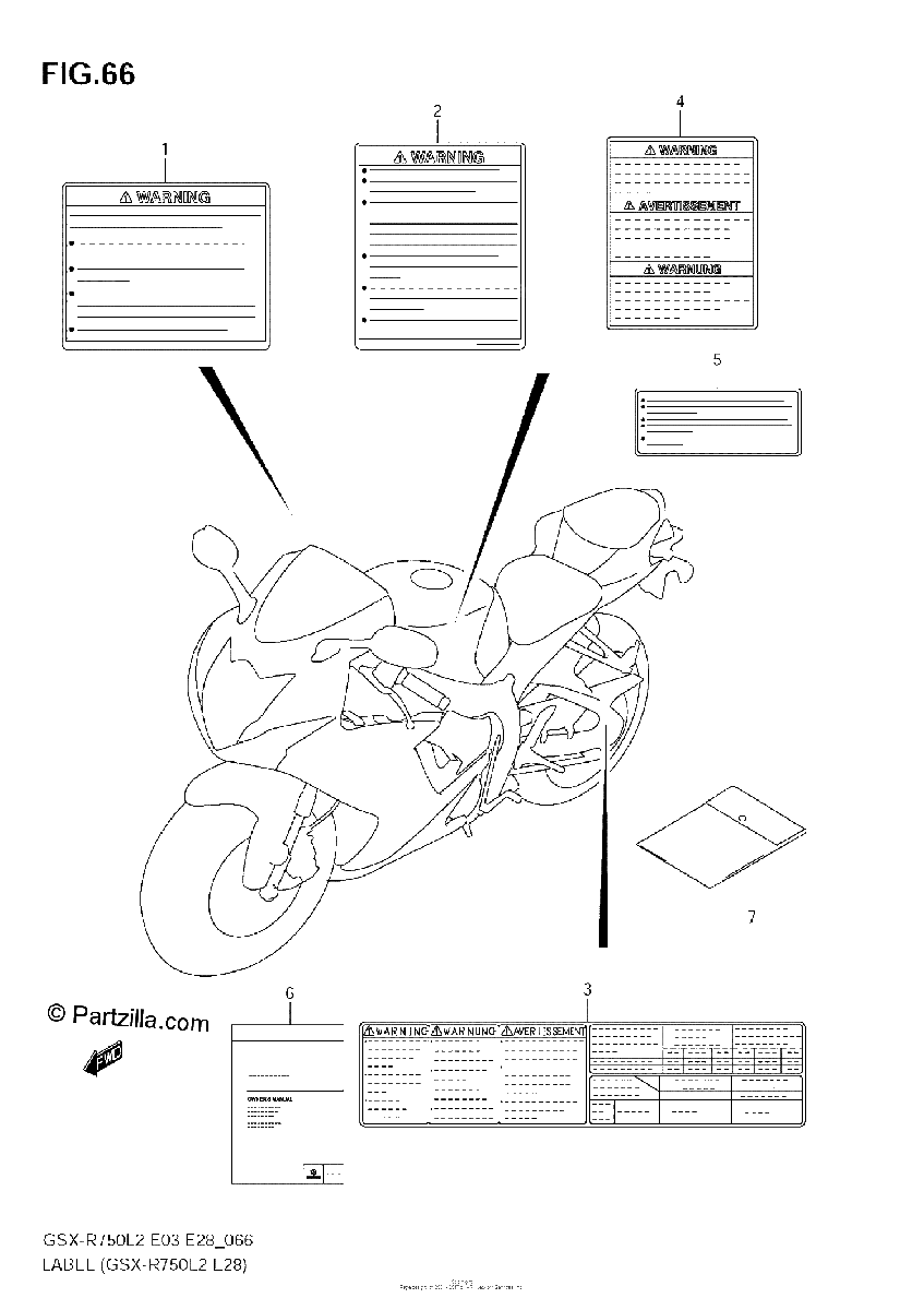 Diagrama de LABEL GSX R750 L2 E28