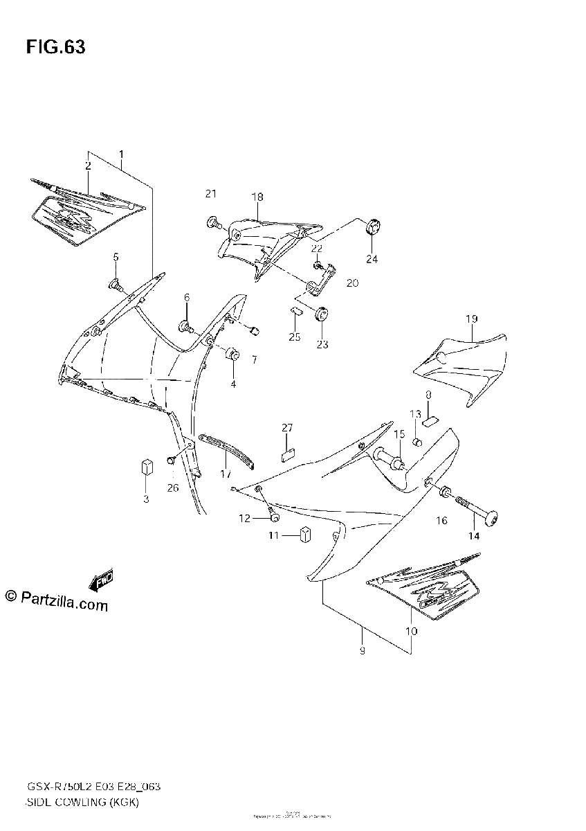Diagrama de SIDE COWLING KGK