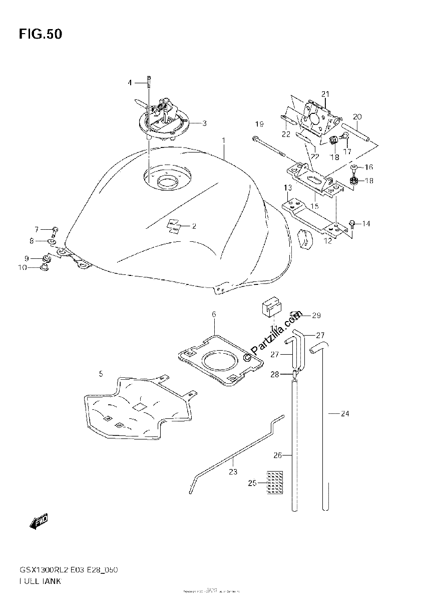 Diagrama de FUEL TANK GSX1300R L2 E28