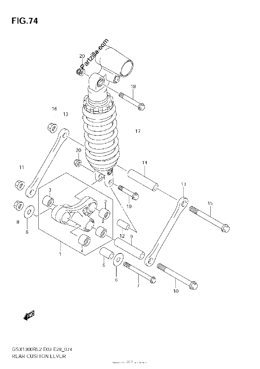 Diagrama de REAR CUSHION LEVER GSX1300R L2 E03