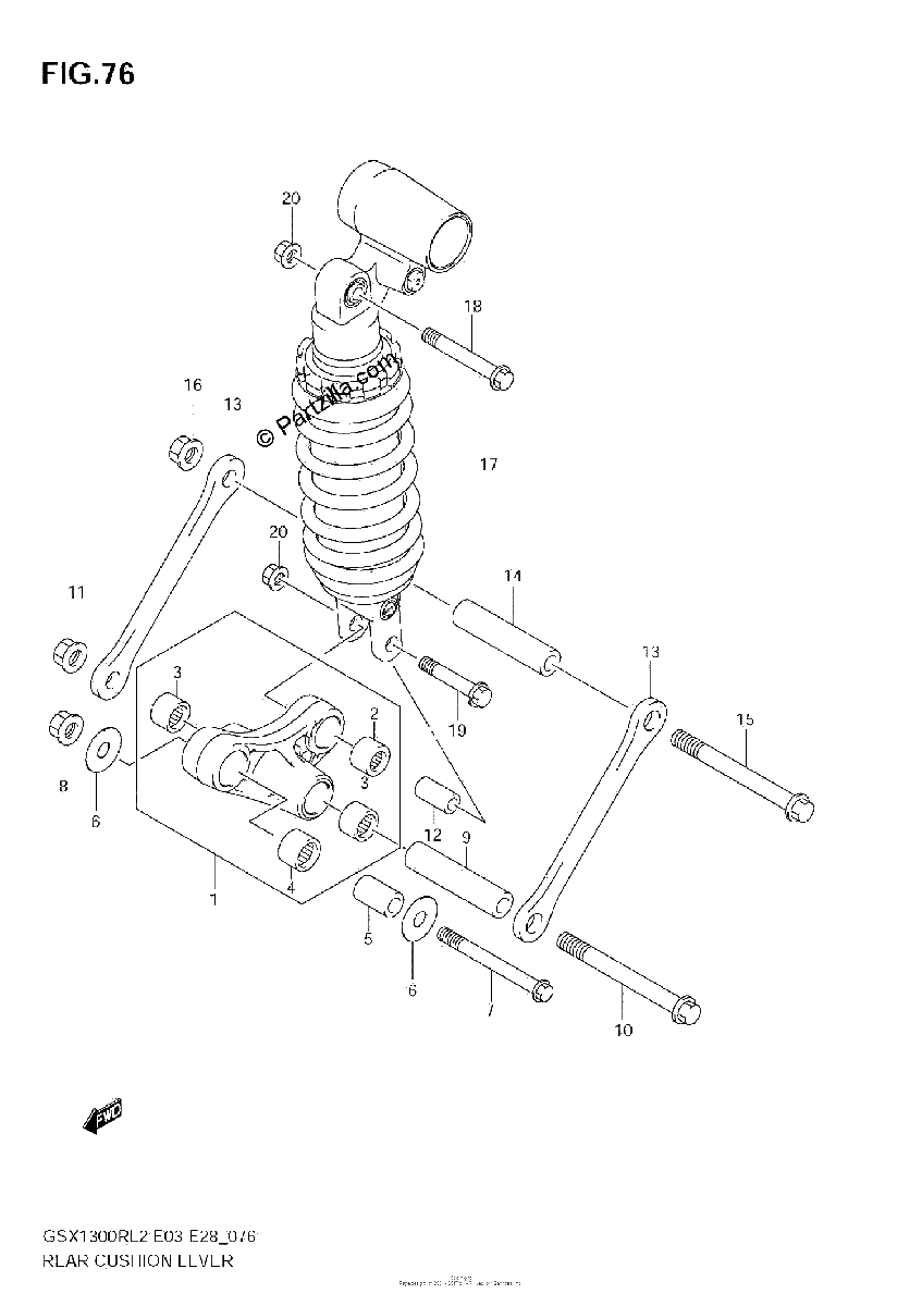 Diagrama de REAR CUSHION LEVER GSX1300R L2 E33