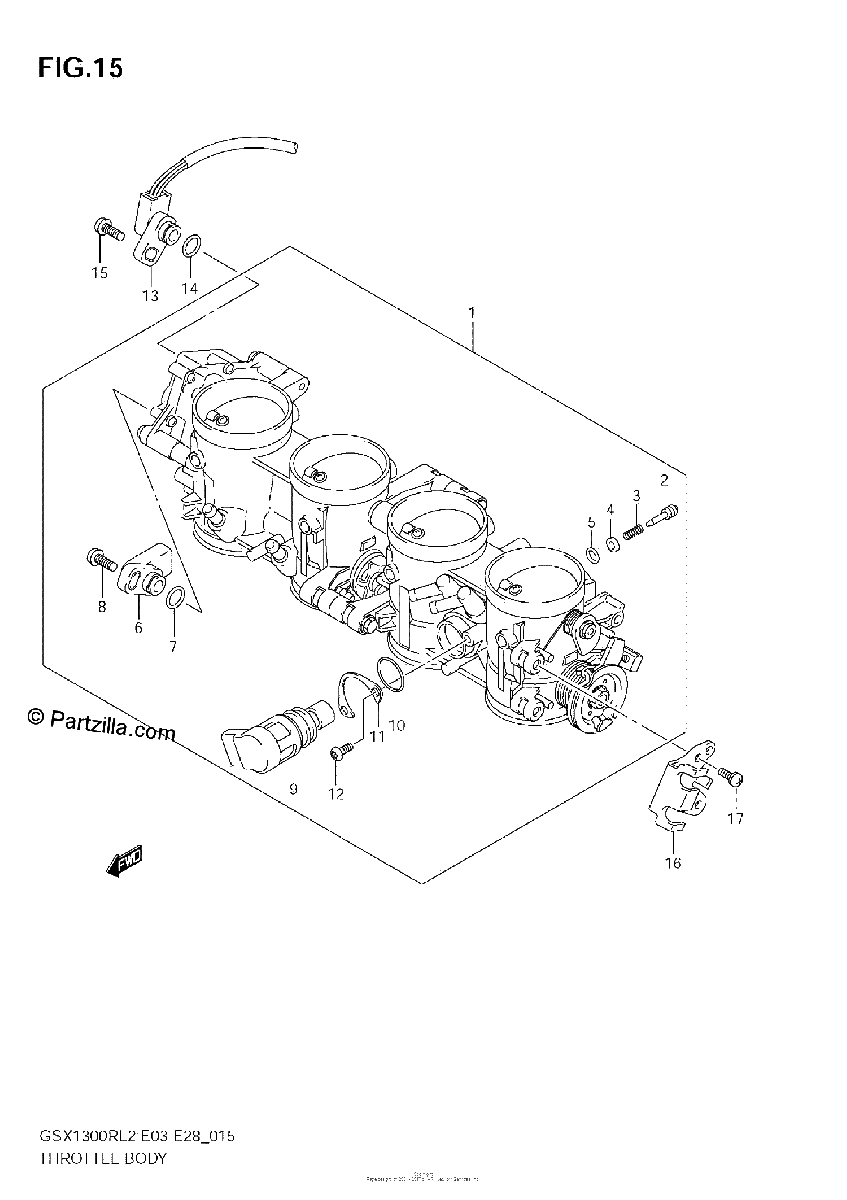 Diagrama de THROTTLE BODY GSX1300R L2 E33