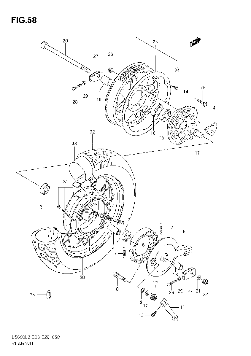 Diagrama de REAR WHEEL