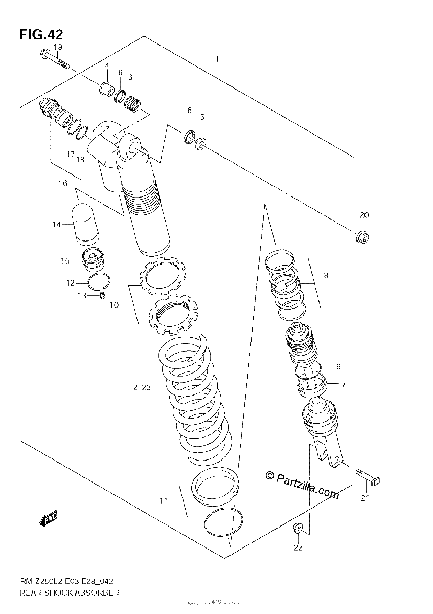 Diagrama de REAR SHOCK ABSORBER RM Z250L2 E03